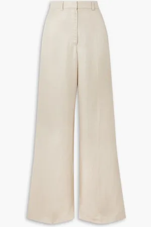 ANINE BING Lyra pleated woven wide-leg pants - Neutral