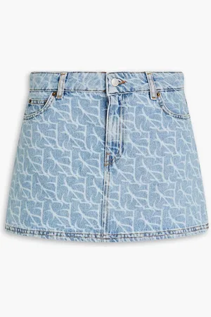 Bash Printed denim mini skirt - Blue