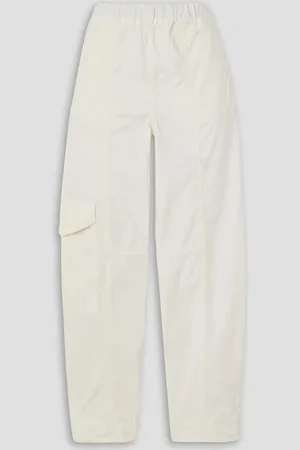 Ganni Cotton-blend straight-leg cargo pants - White