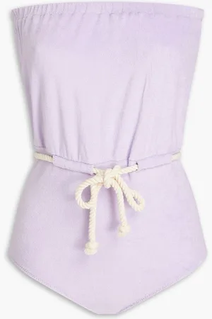Lisa Marie Fernandez Victor cotton-blend terry bandeau swimsuit - Purple