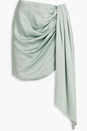 Simkhai Mae draped satin-crepe mini skirt - Green