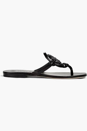 Tory Burch Embellished leather flip flops