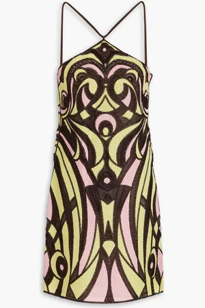 Puccini Embroidered gauze mini dress - Yellow