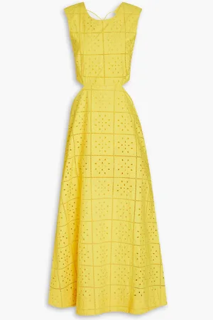 Ganni Cutout broderie anglaise cotton maxi dress