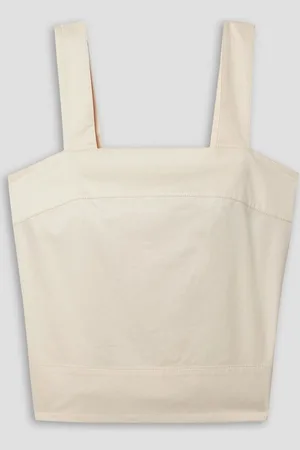 tibi Cotton-poplin tank - White