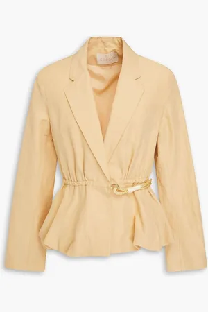 ULLA JOHNSON Talie cotton, linen and silk-blend blazer - Neutral