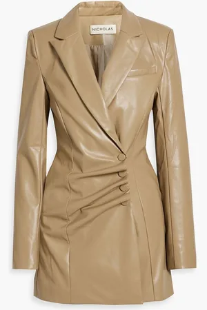 Nicholas Ruched faux leather mini dress - Neutral