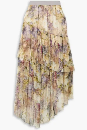 ZIMMERMANN Lyrical asymmetric floral-print silk-georgette midi skirt