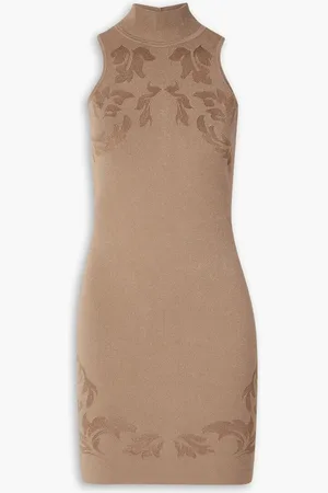 Cushnie Cutout floral jacquard-knit mini dress - Neutral