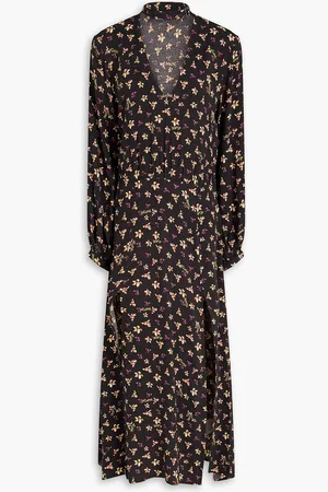 ROTATE Cutout floral-print jacquard midi dress