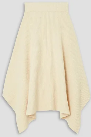 Lauren Manoogian Asymmetric draped ribbed Pima cotton-blend skirt - White