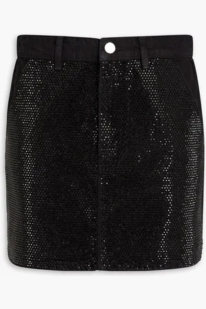 Frame Crystal-embellished denim mini skirt