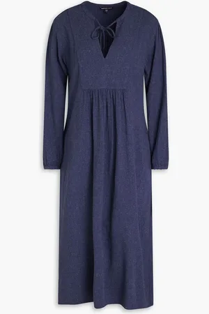 James Perse Tie-detailed crepe midi dress - Blue