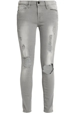 Frame Distressed low-rise skinny jeans - Gray