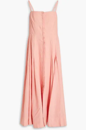 GABRIELA HEARST Margritte pleated linen midi dress - Pink