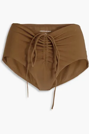 CHRISTOPHER ESBER Ruched high-rise bikini briefs - Brown