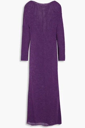 Khaite Opal cotton-blend crochet-knit maxi dress - Purple