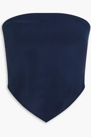 ONIA Strapless cropped silk crepe de chine top - Blue