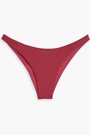 Eberjey Stretch-piqué low-rise bikini briefs - Burgundy