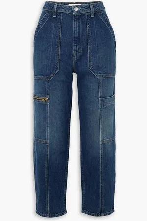 Mother Cropped high-rise straight-leg cargo jeans - Blue
