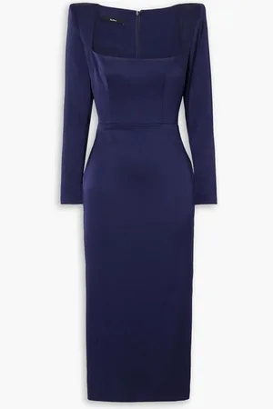 ALEX PERRY Manor satin-crepe midi dress - Blue