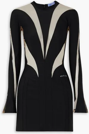 MUGLER Illusion tulle-paneled stretch-jersey mini dress