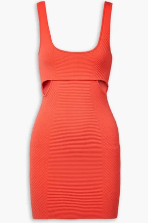 Hervé Léger Ottoman cutout ribbed bandage mini dress - Red