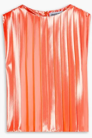 Partow Eleni pleated lamé top - Orange