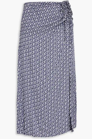 Claudie Pierlot Ruched printed twill midi skirt