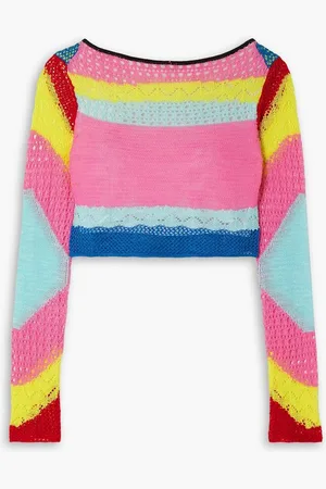 Staud Cropped color-block knitted sweater
