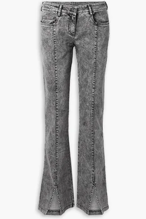 Norma Kamali Spat acid-wash high-rise flared jeans