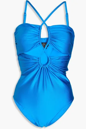 PATBO Jasmine lace-up cutout swimsuit - Blue