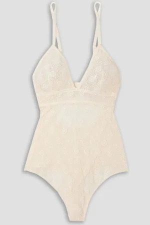 Else Cobweb stretch-lace thong bodysuit - White