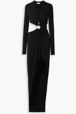 ALEXANDRE VAUTHIER Asymmetric embellished cutout stretch-crepe gown