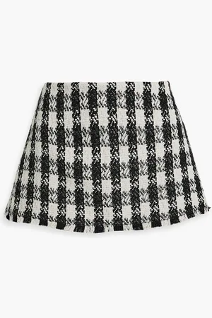 ALICE+OLIVIA Alice Olivia - Mace skirt-effect checked tweed shorts