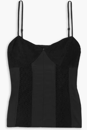 Jason Wu Paneled crocheted lace and cotton and silk-blend camisole