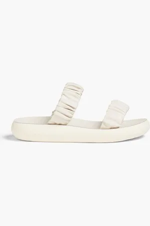 Ancient Greek Sandals Melia gathered faux leather slides - White