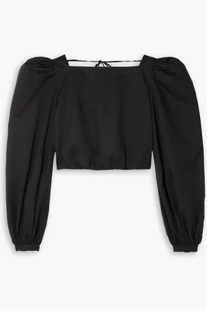 JOHANNA ORTIZ Open-back cropped cotton-blend poplin blouse
