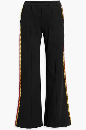 AREA Crystal-embellished French cotton-terry track pants