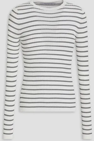 Another Tomorrow Striped ribbed-knit sweater