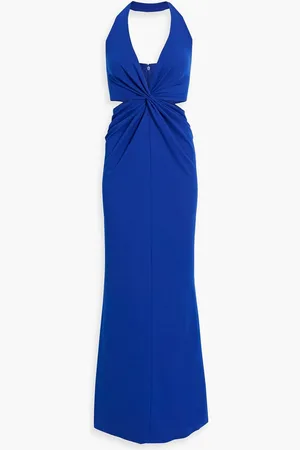 ONE33 SOCIAL Cutout twisted crepe halterneck gown - Blue