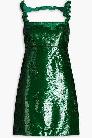 Ganni Satin-trimmed sequined crepe mini dress
