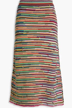 Chloé Striped wool and cashmere-blend midi skirt