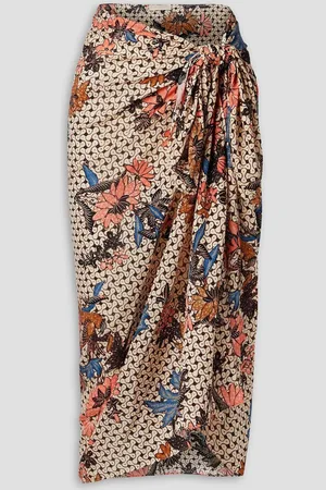 ULLA JOHNSON Paz printed cotton-blend voile pareo - White
