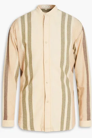 SMR Days Tulum embroidered striped cotton-gauze shirt - Neutral
