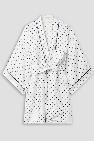 RODARTE Polka-dot silk-twill robe
