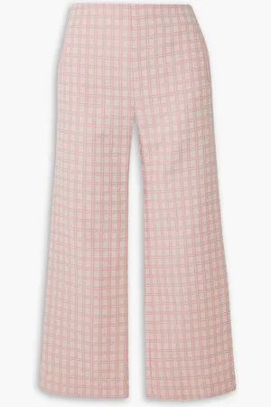 Lisa Marie Fernandez Cropped checked cotton-blend bouclé-jacquard straight-leg pants