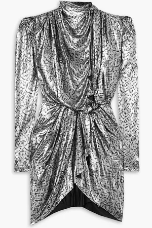 Isabel Marant Draped leopard-print lamé mini dress - Metallic
