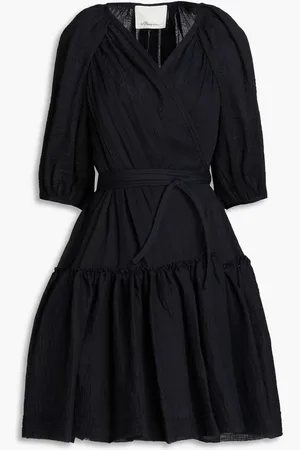 3.1 Phillip Lim Ruffled cotton-blend crepon mini wrap dress - Blue