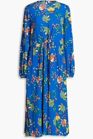 Diane von Furstenberg Sydney floral-print crepe de chine midi dress - Blue
